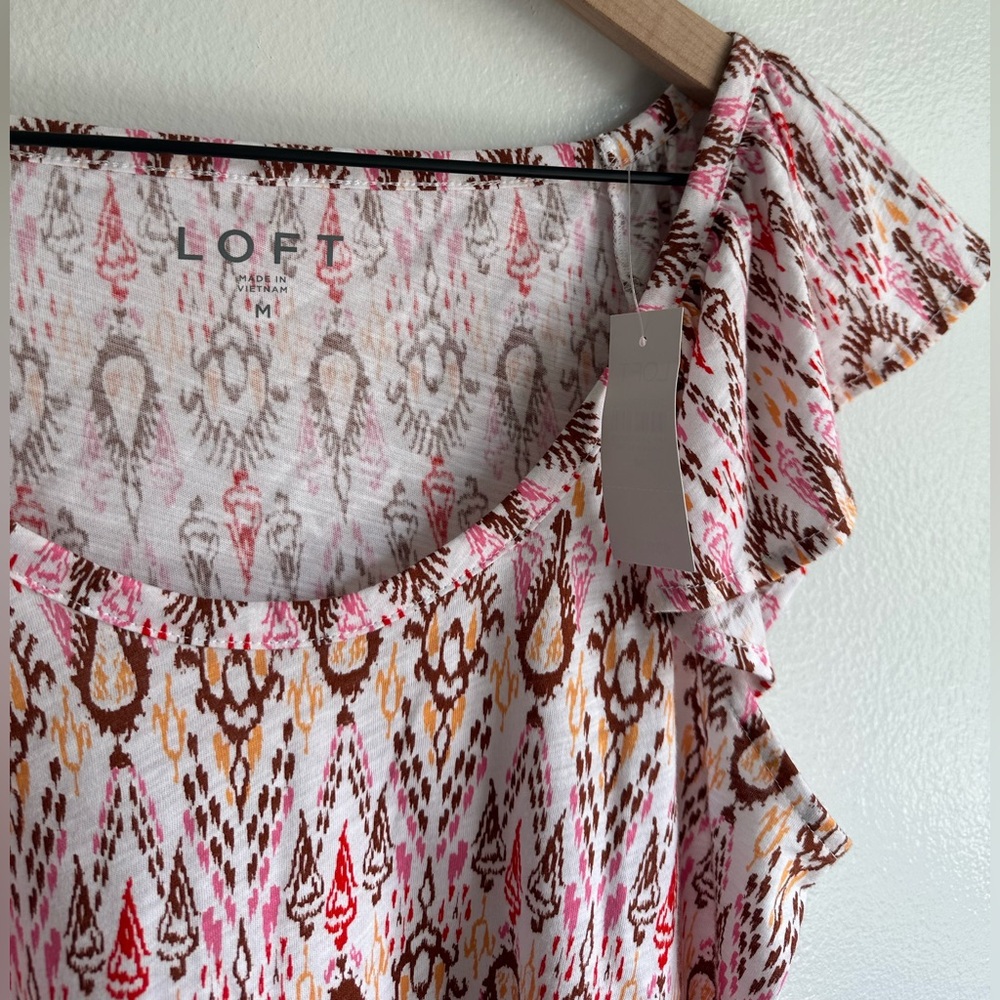 Loft Ikat Ruffle Tank Top Size Medium NWT - Picture 6 of 6